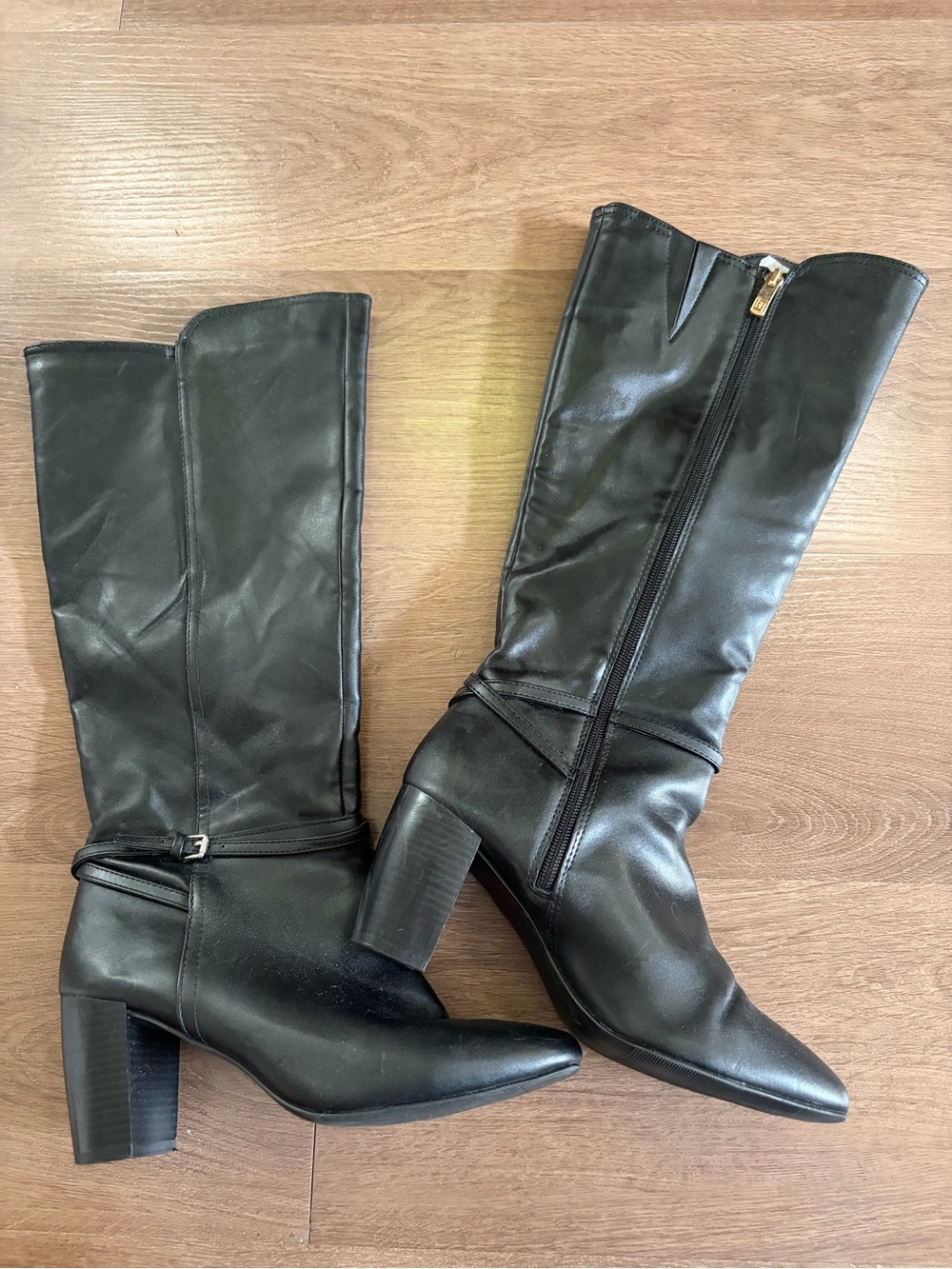 Liz Claiborne. Classic Black Mid-Calf Heel Boots - Women
